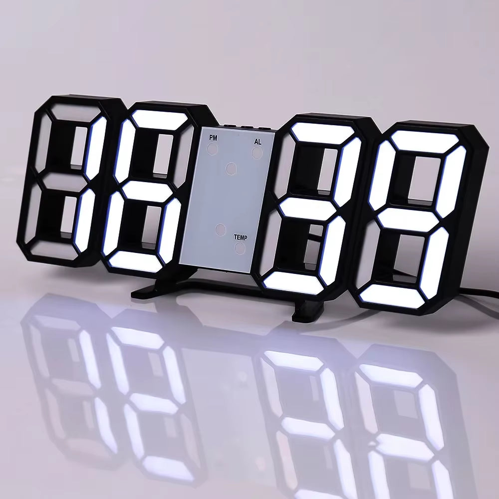 Table 3D LED Digital Alarm Clock Wall Clock Time/Date/Temperature for Home Kitchen Offices Clock Decoration Garden Clocks