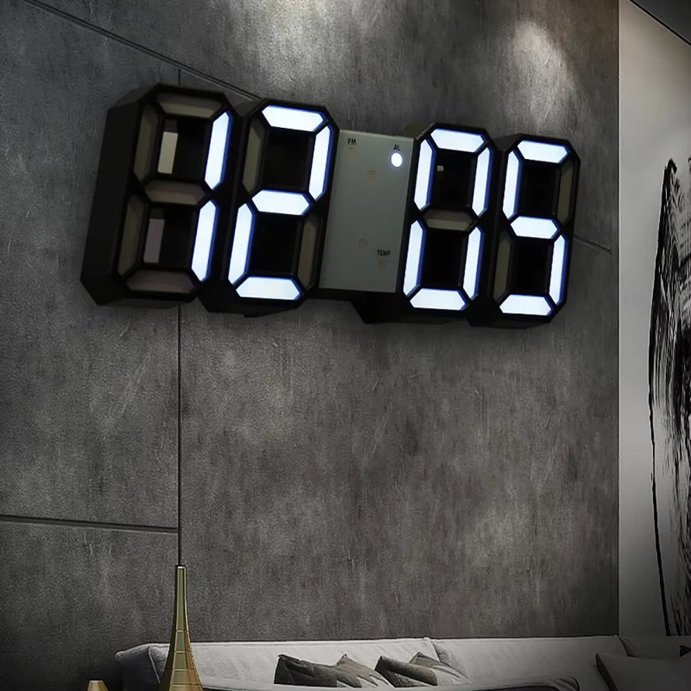 Table 3D LED Digital Alarm Clock Wall Clock Time/Date/Temperature for Home Kitchen Offices Clock Decoration Garden Clocks