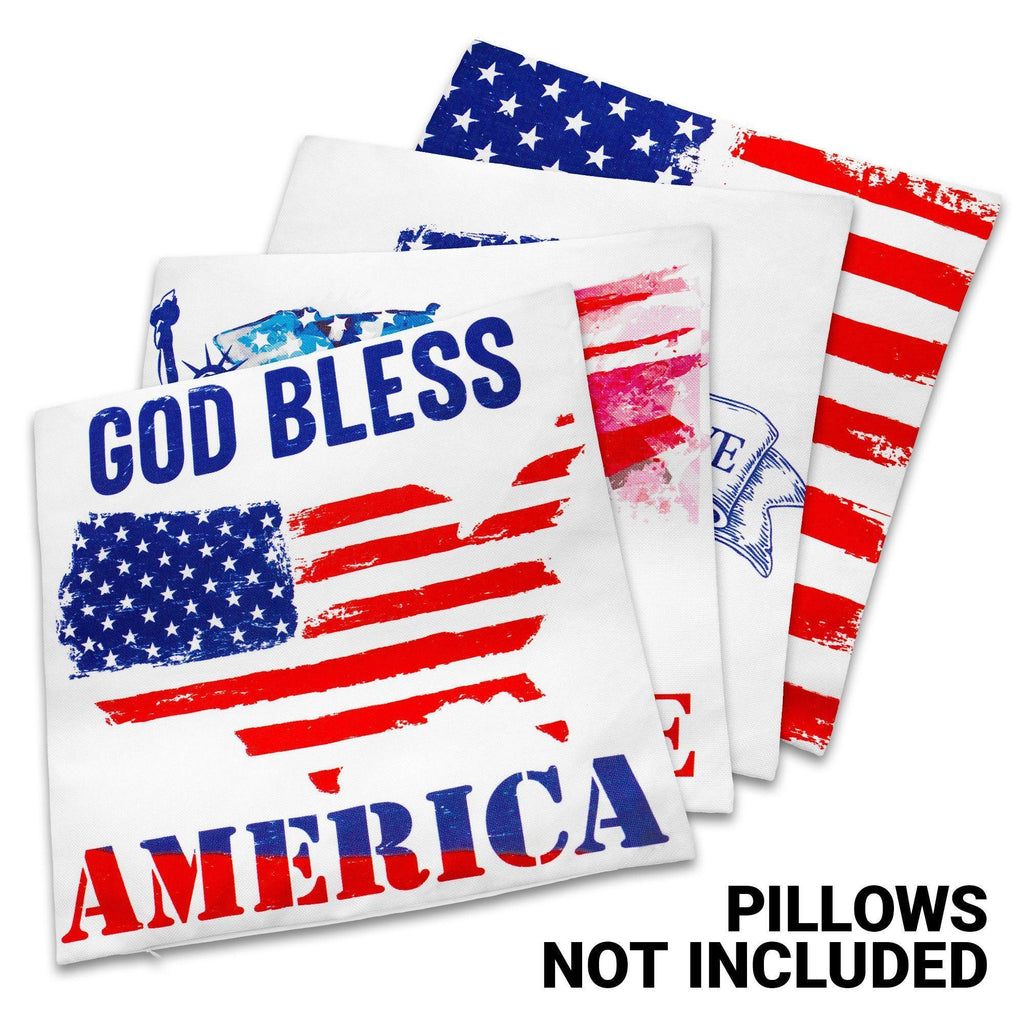 Patriotic Decoration Land of Free Waterproof Throw Pillow Covers 18X18 in Set