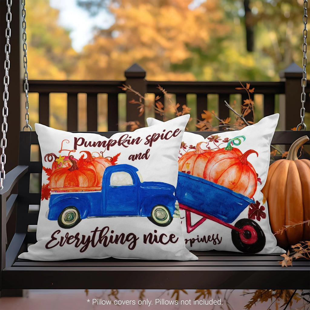 Fall Decoration Pumpkin Wagon Tractor Waterproof Throw Pillow Covers 18 X 18 in Set of 4, Beautiful Cushion Covers for Autumn Sofa Couch Decoration